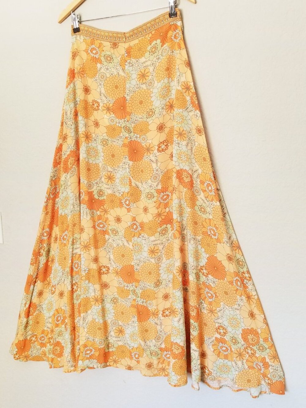 NEW Nine Lives Bazaar Penni Maxi Skirt in Oasis Yellow 10 $169 Retro 70s Vintage - Picture 5 of 15